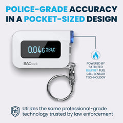 BACtrack C6 closeup del sensor BluFire mostrando precisión profesional