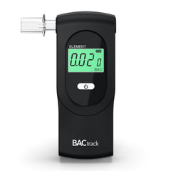 BACtrack Element frontal con empaque mostrando portabilidad y confianza
