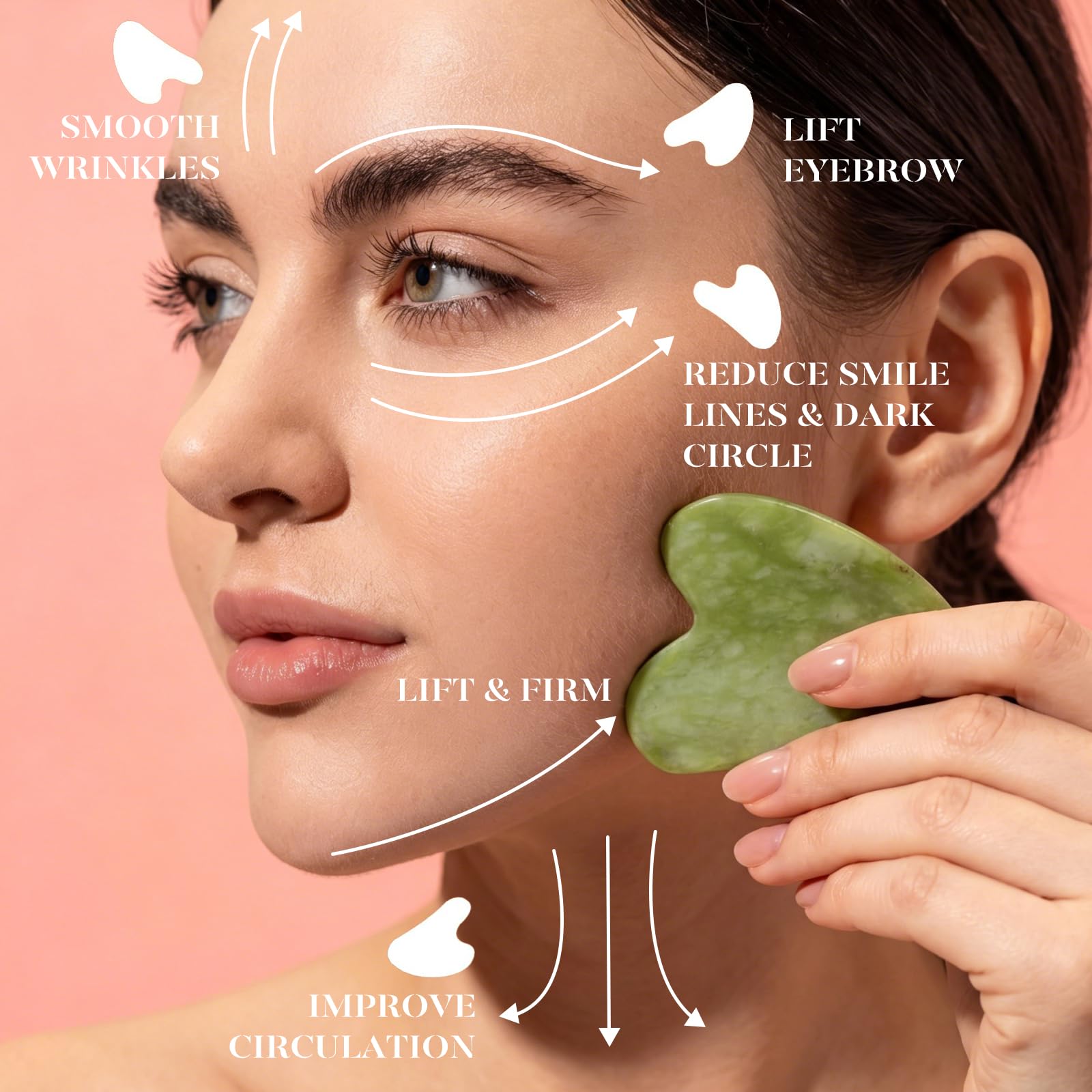 BAIMEI Gua Sha detalle de la piedra natural para modelar el contorno facial
