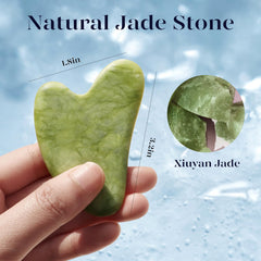 BAIMEI gua sha de jade mostrando su forma para modelar el contorno