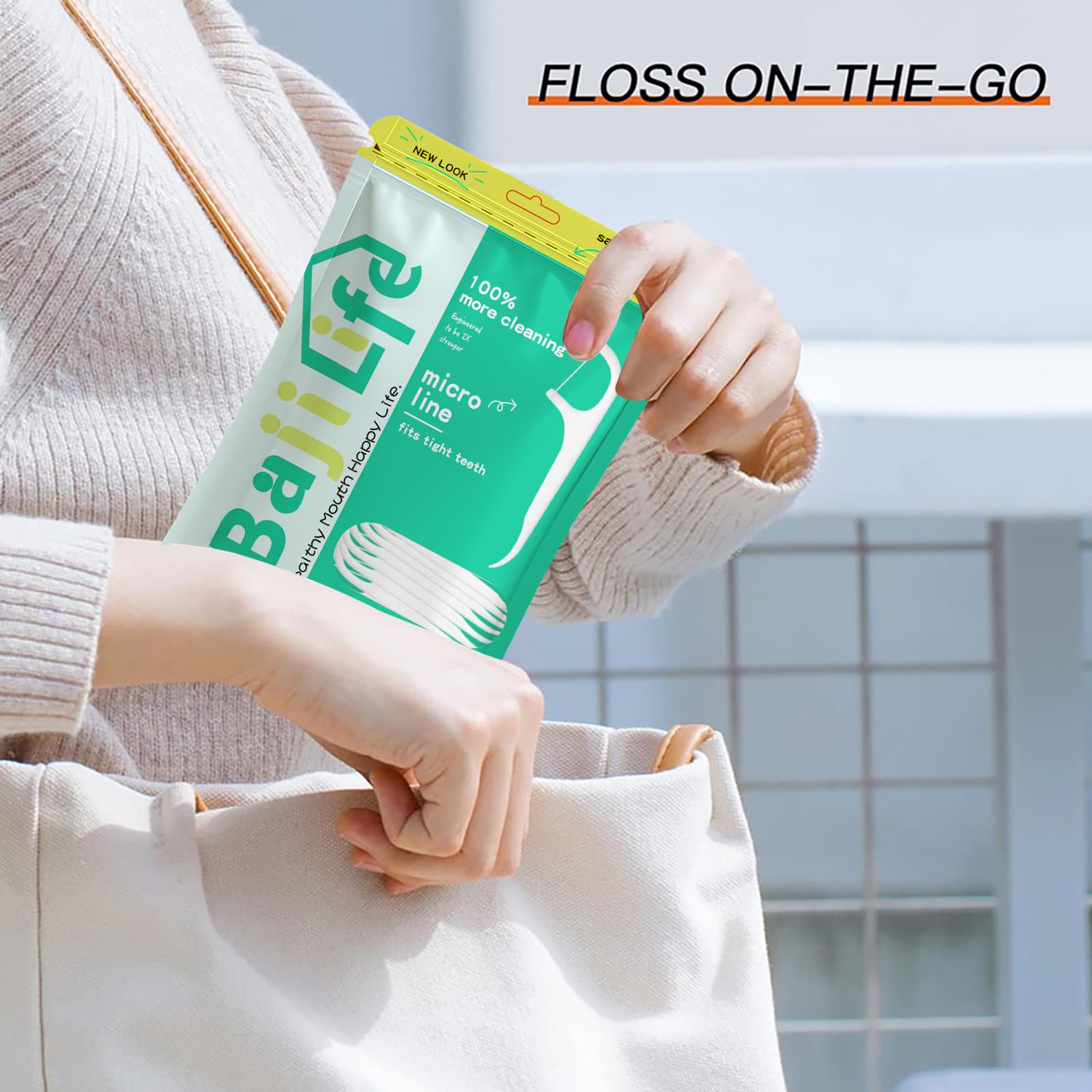 bajilife zoom del hilo dental resistente sin deshilachado ni olor
