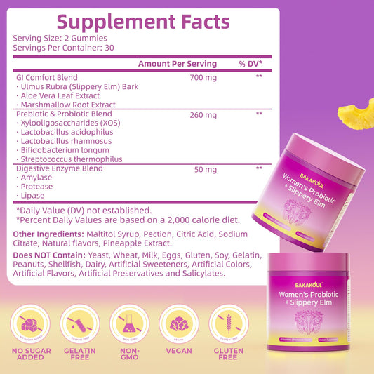 BAKAKOUL pineapple-flavored gummies closeup highlights tasty, easy daily intake.