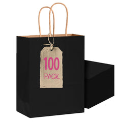 Bakepacker frente del paquete de 100 bolsas negras mostrando cantidad y tamaño, presentación profesional