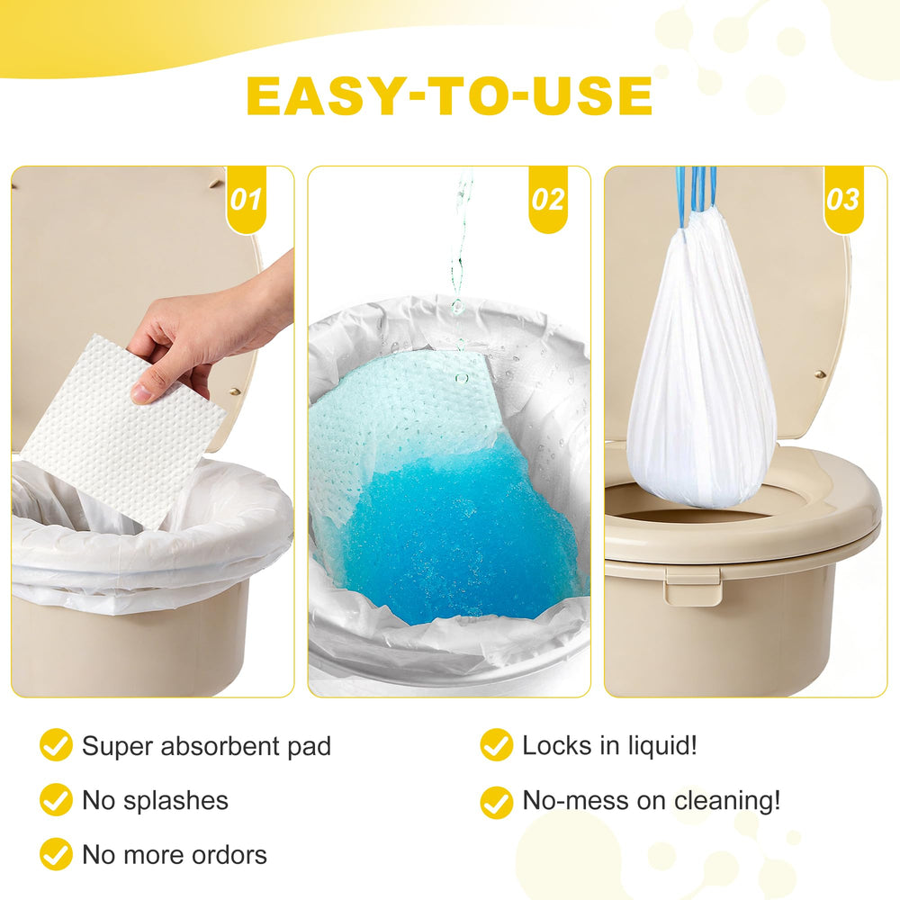 BakeToilet almohadilla junto a mano para mostrar tamaño y capacidad