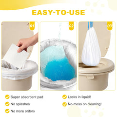 BakeToilet almohadilla junto a mano para mostrar tamaño y capacidad