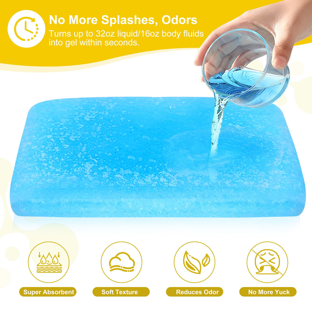 BakeToilet primer plano del núcleo absorbente que gelifica líquido