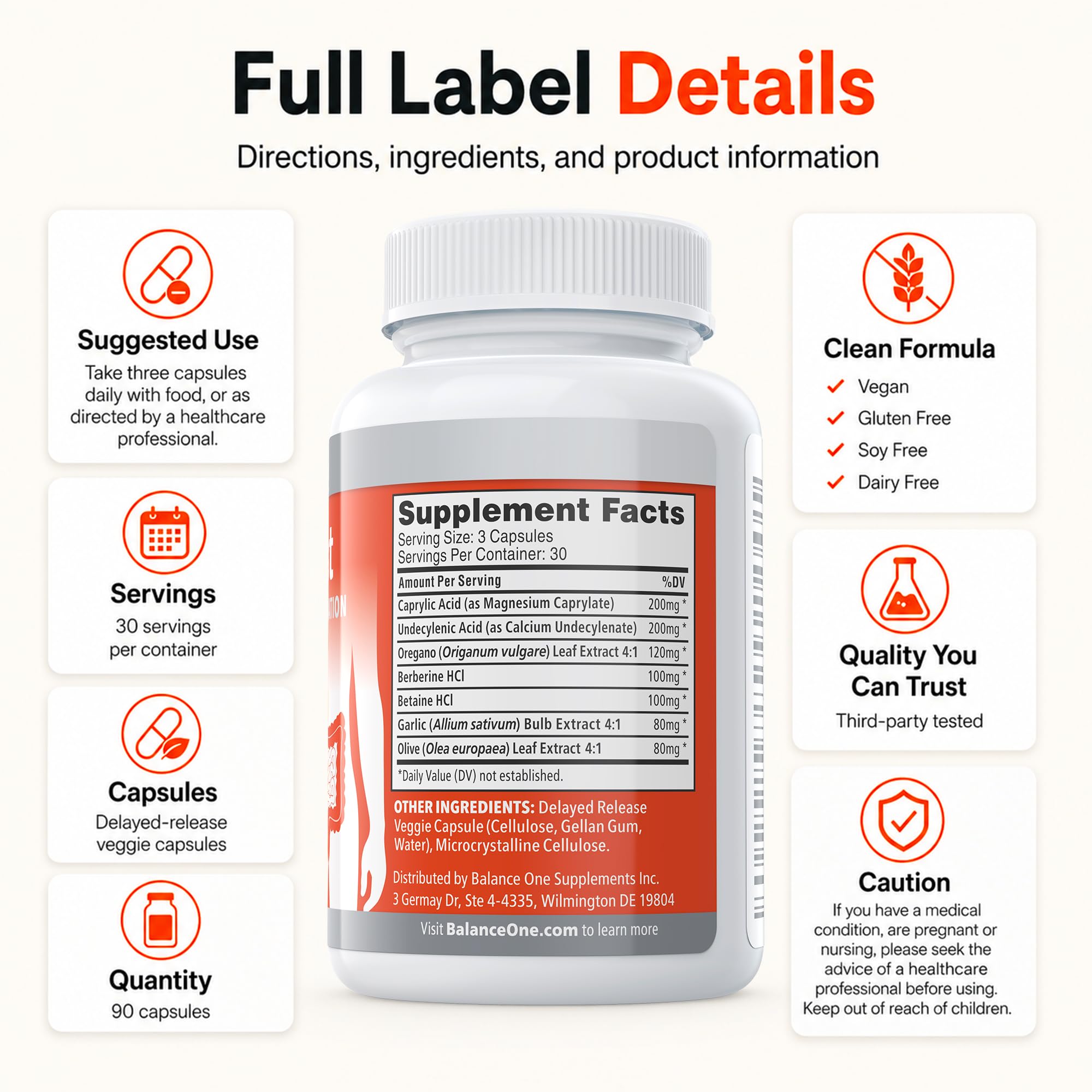 Balance ONE etiqueta nutricional y lista de ingredientes para verificación clara