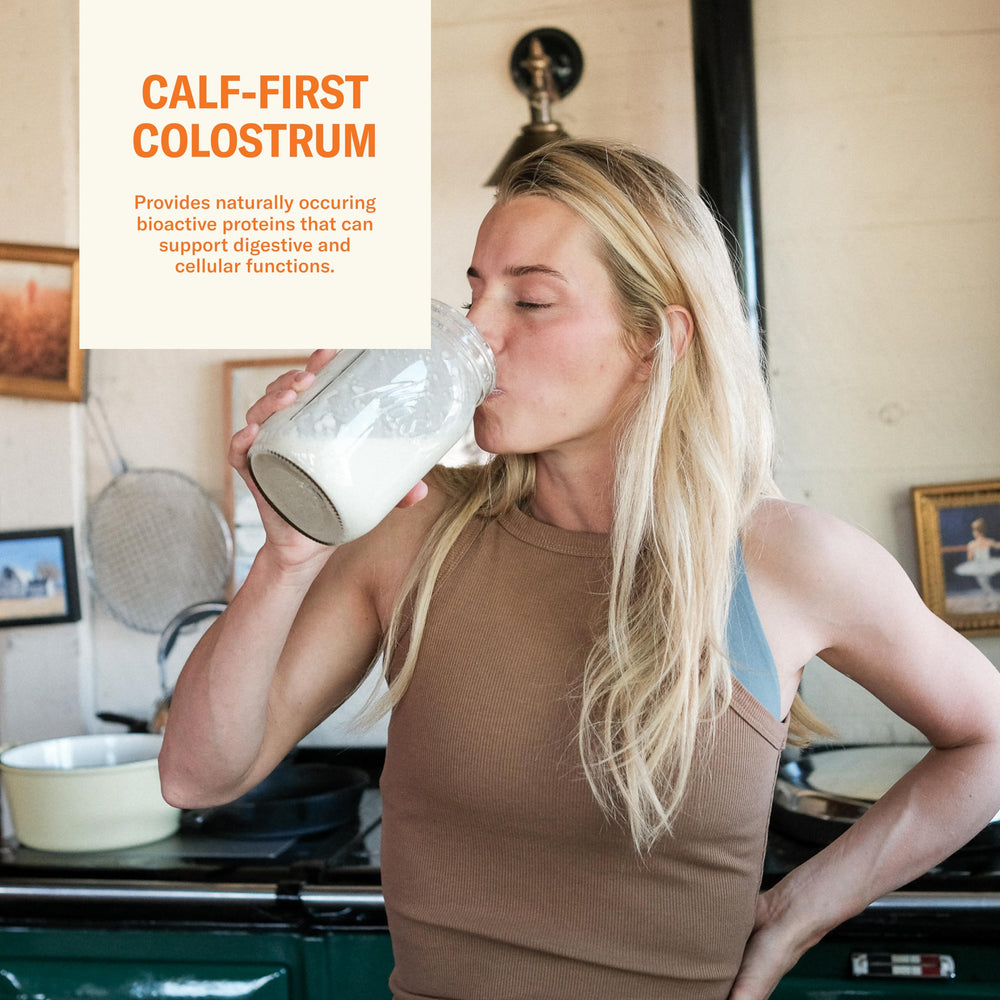 Ballerina Farm botella de calostro en granja, ingrediente rural distintivo
