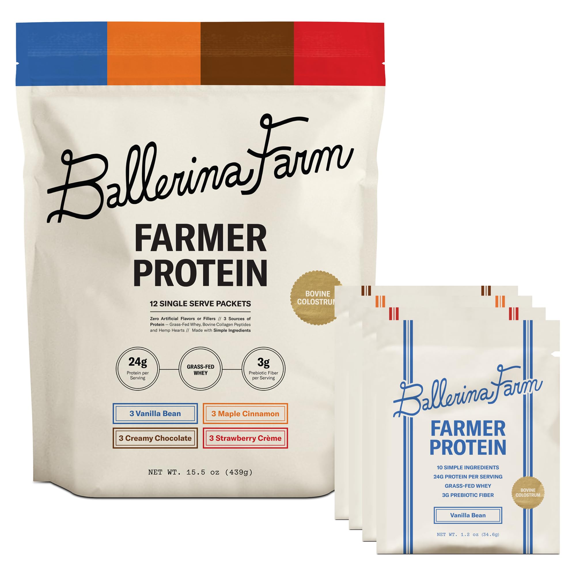 Ballerina Farm envase frontal mostrando pack de sabores y beneficio natural