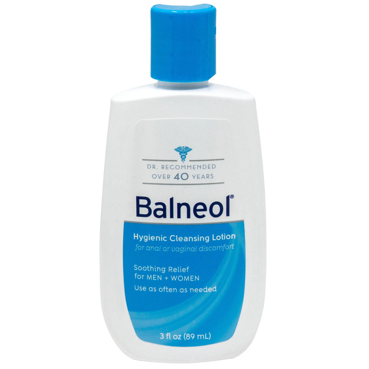Balneol envase frontal 3 oz mostrando etiqueta y fácil transporte
