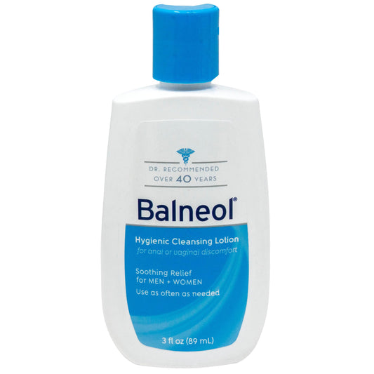 Balneol envase frontal 3 oz mostrando etiqueta y fácil transporte