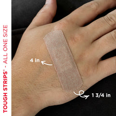 Band-Aid comparación de tamaño mostrando cobertura estándar única