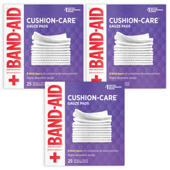 Band-Aid empaque frontal Cushion-Care mostrando cantidad y tamaño
