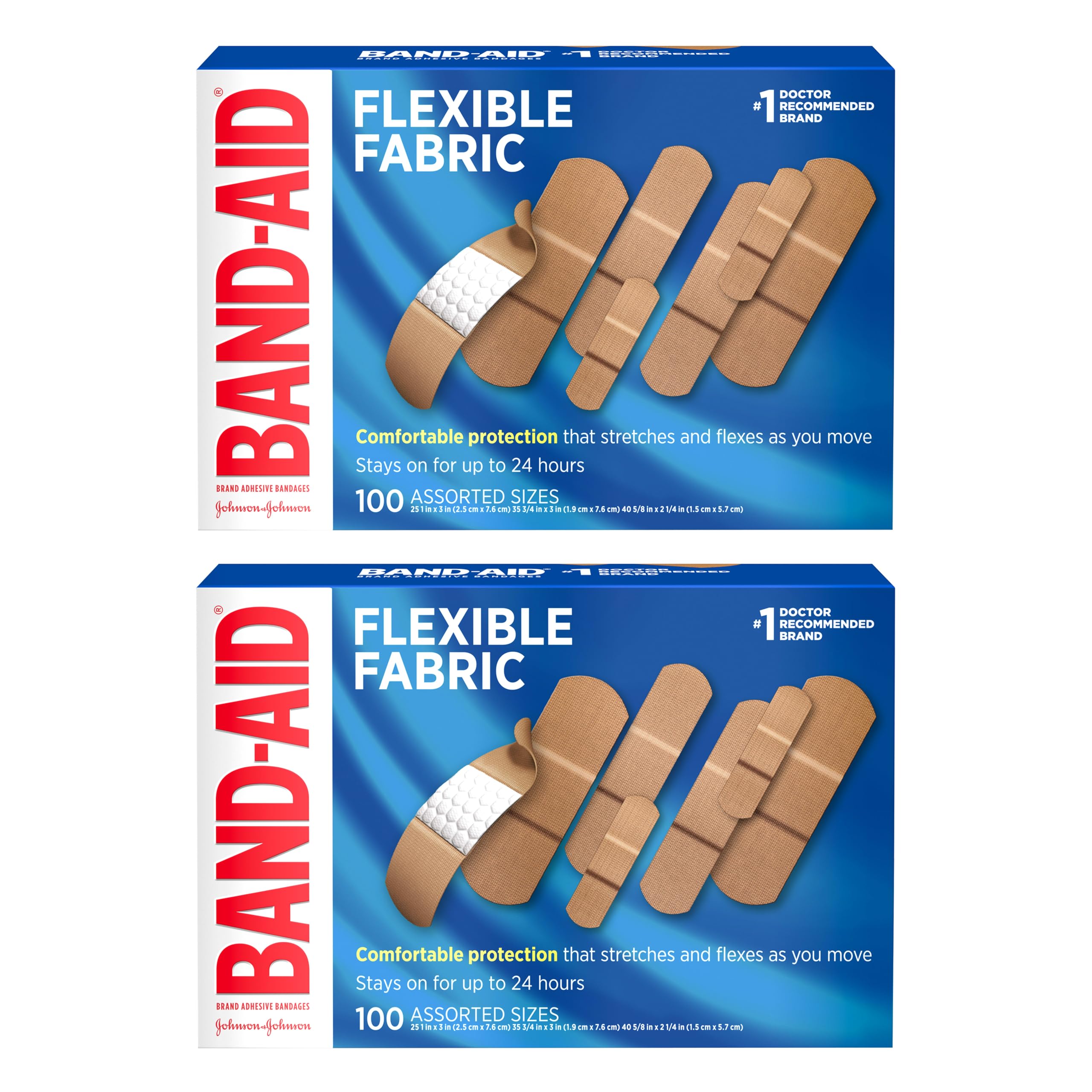 Band-Aid empaque doble mostrando cantidad y surtido, protección práctica