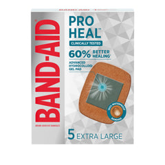 Band-Aid Pro Heal embalaje frontal mostrando 5 unidades y beneficios impermeables
