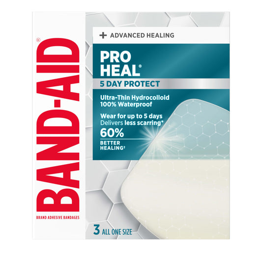 Band-Aid Pro Heal empaque frontal mostrando cantidad y tamaño