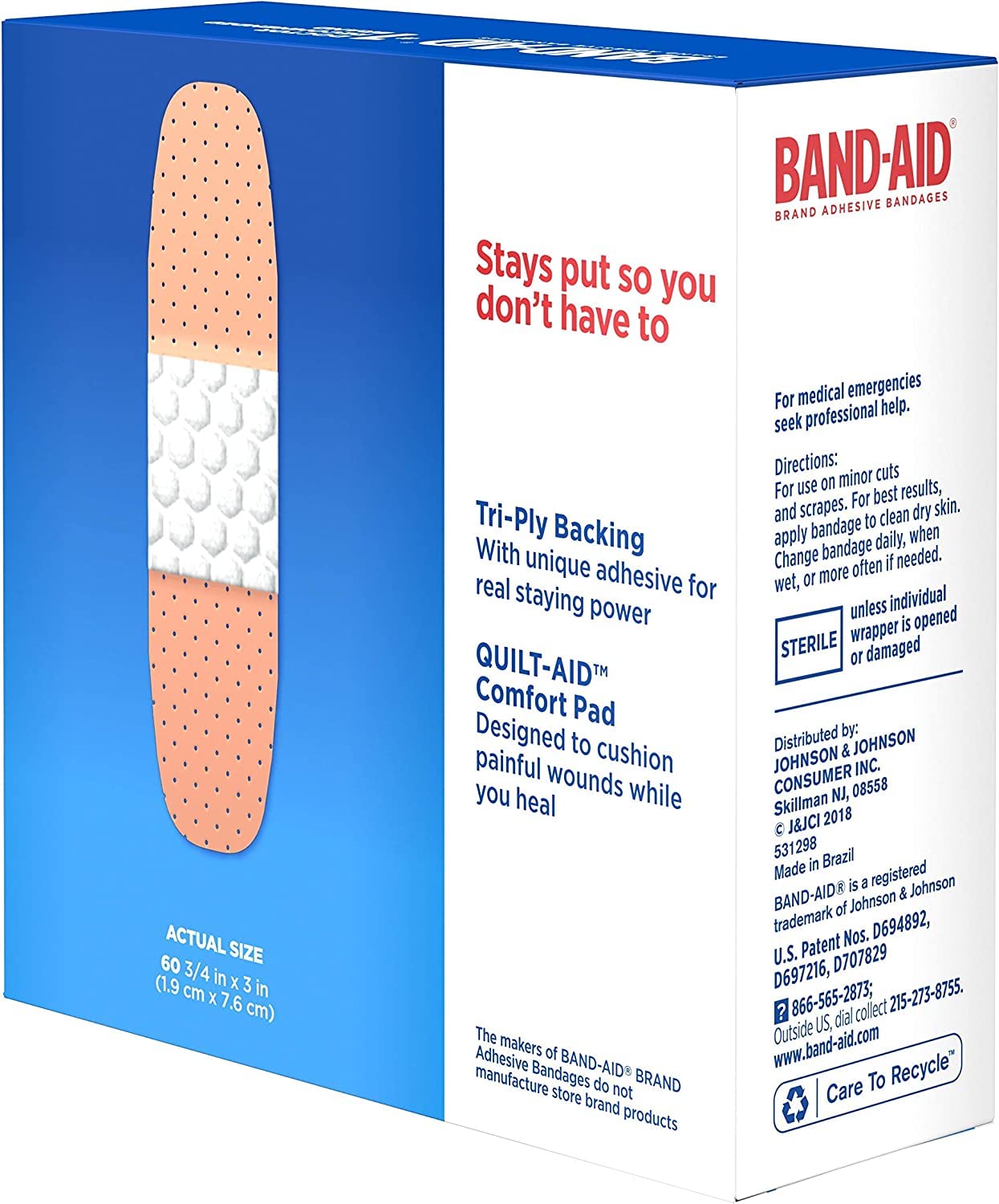 Comparación de tamaño Band-Aid junto a una moneda para escala práctica