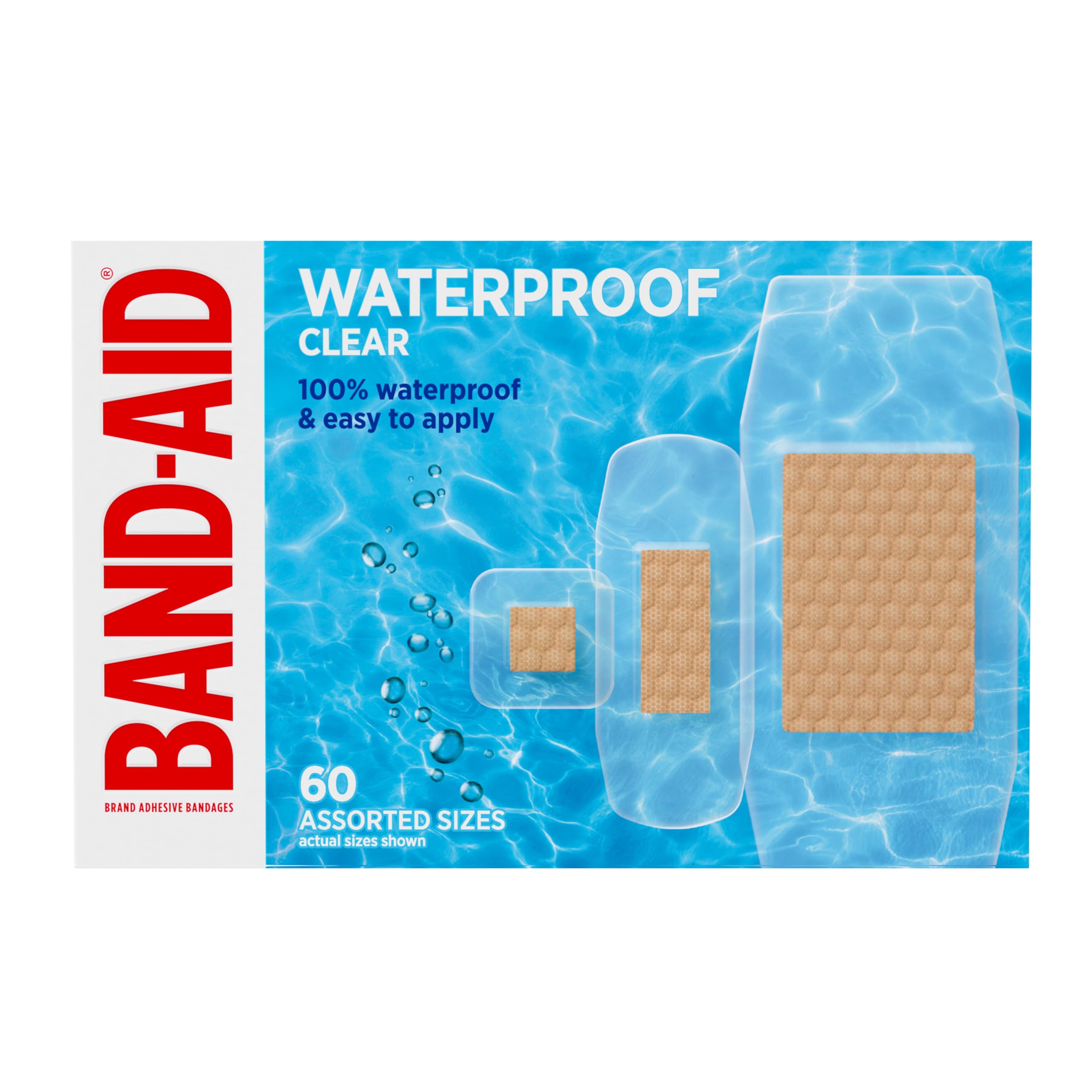 Band-Aid frente de caja mostrando 60 unidades y practicidad