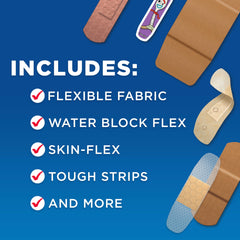 BAND-AID primer plano tejido flexible, ajuste cómodo en articulaciones