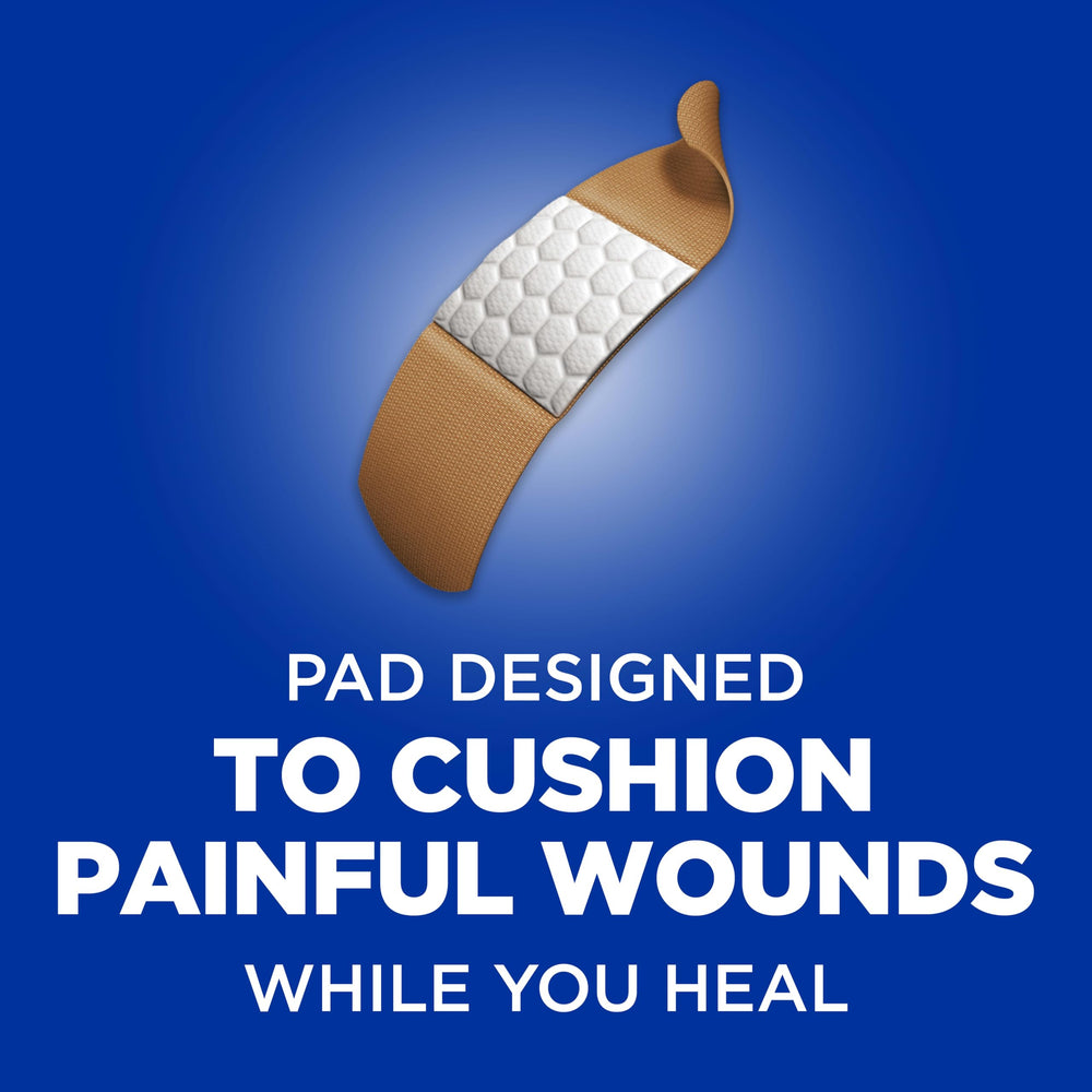 Band-Aid vendaje individual desplegado con almohadilla que protege la herida