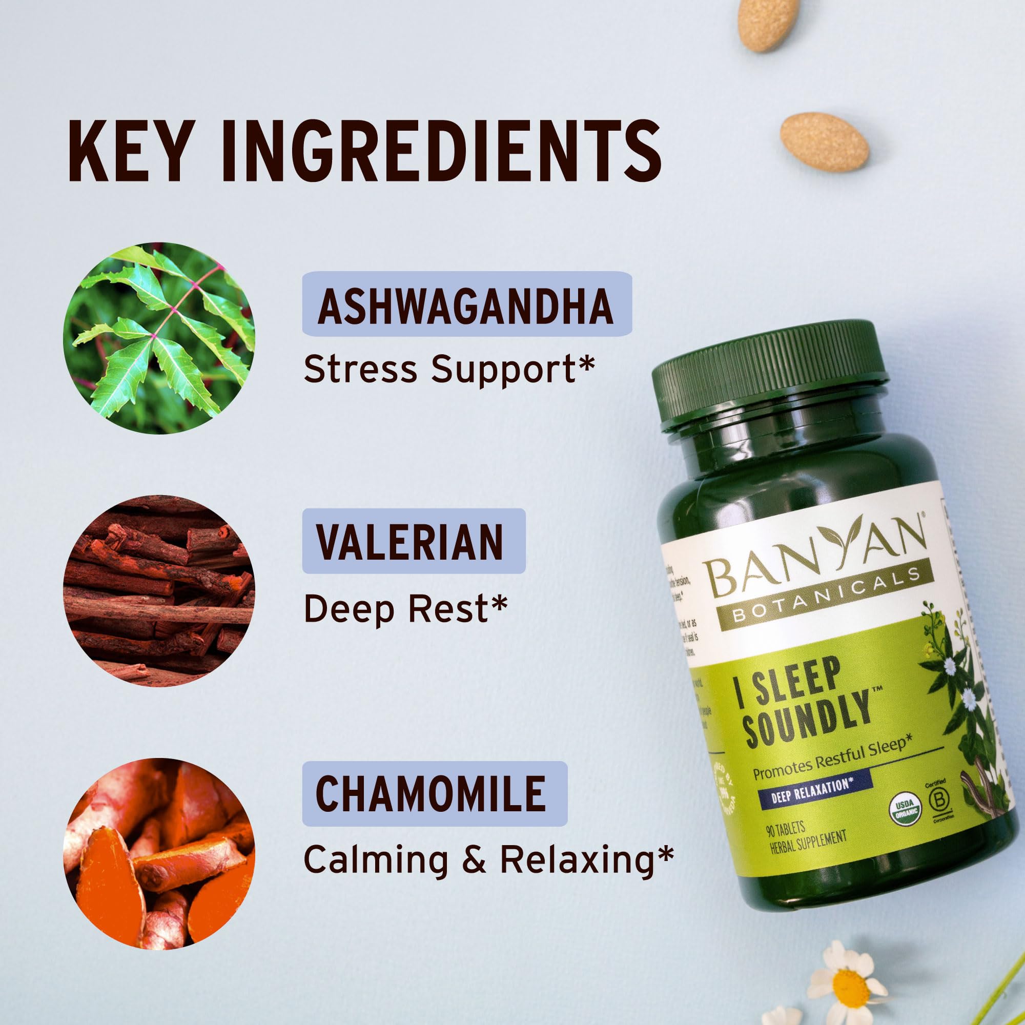 Banyan Botanicals detalle de la textura de la tableta que indica pureza y calidad orgánica