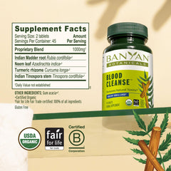 Banyan Botanicals etiqueta con lista de ingredientes y transparencia sobre componentes orgánicos