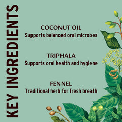 Banyan Botanicals persona practicando oil pulling para sensación de frescura