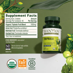 Tabletas Banyan Botanicals en mano para comparar escala y mostrar dosis práctica y manejo sencillo