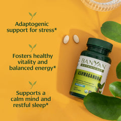 Banyan Botanicals dos tabletas en mano para dosificación clara y práctica