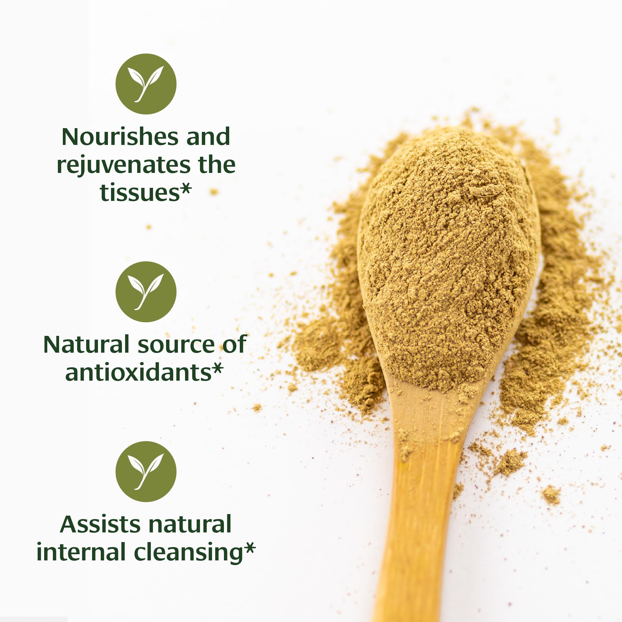 Banyan Botanicals detalle de la textura del polvo para fácil disolución