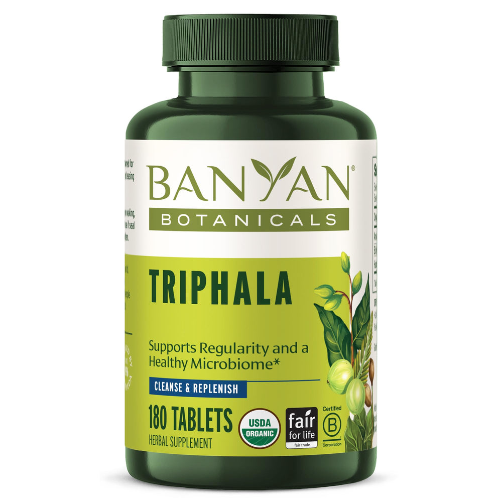 Banyan Botanicals envase frontal mostrando diseño y tamaño, práctico para rutina diaria