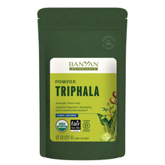 Banyan Botanicals frente del empaque mostrando polvo orgánico y beneficios