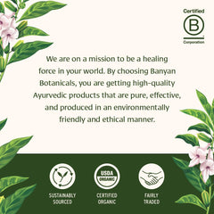 Banyan Botanicals frutas usadas (amla, haritaki, bibhitaki) para mostrar origen vegetal