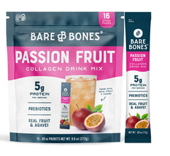 Bare Bones empaque frontal mostrando 16 sobres y diseño atractivo
