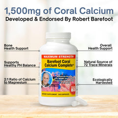Barefoot Coral Calcium etiqueta nutricional con vitaminas y minerales listados