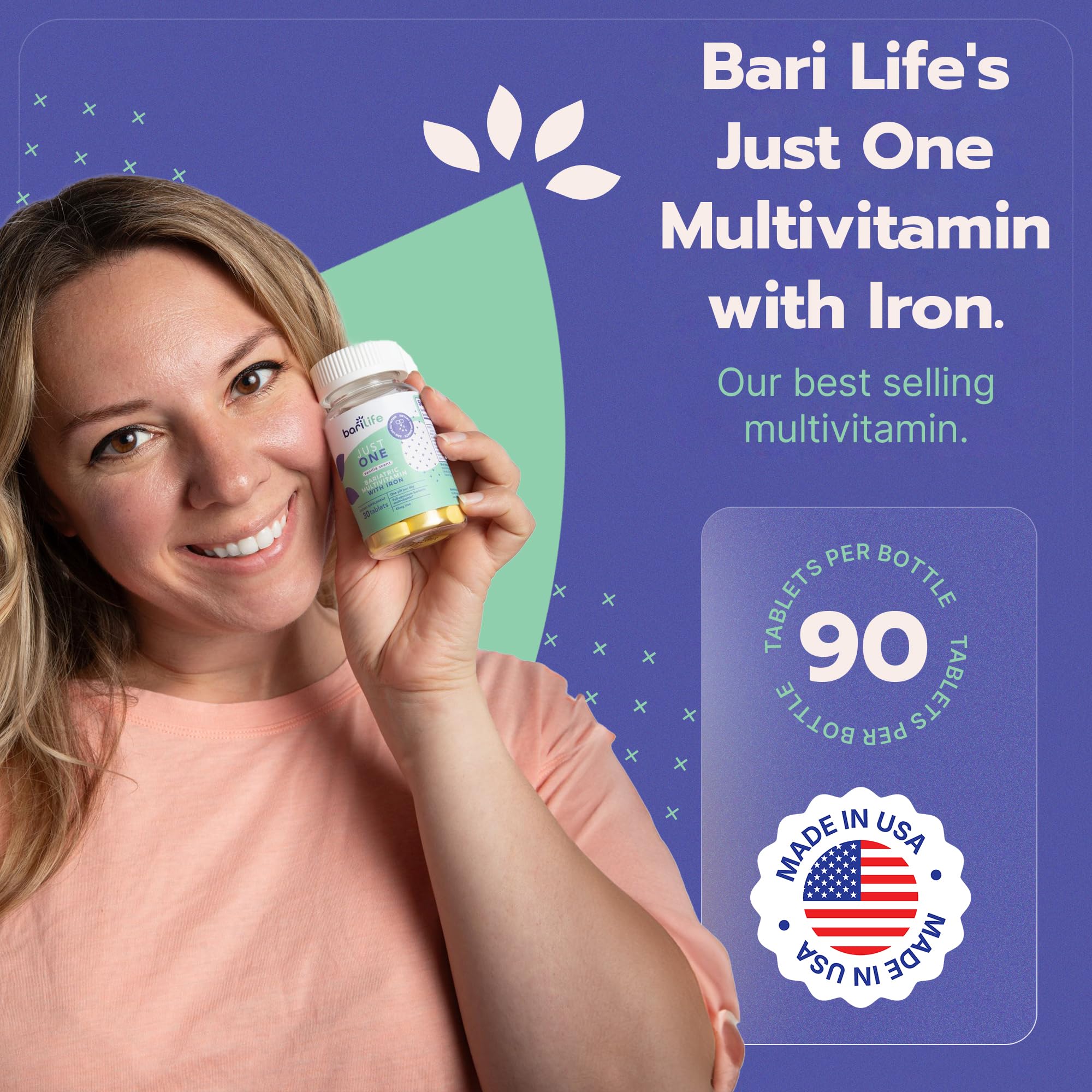 Bari Life botella abierta con tabletas para visualizar cantidad disponible