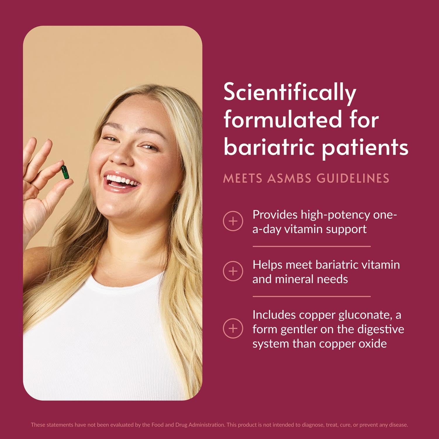 Bariatric Advantage cápsula en primer plano que revela textura fácil de tragar