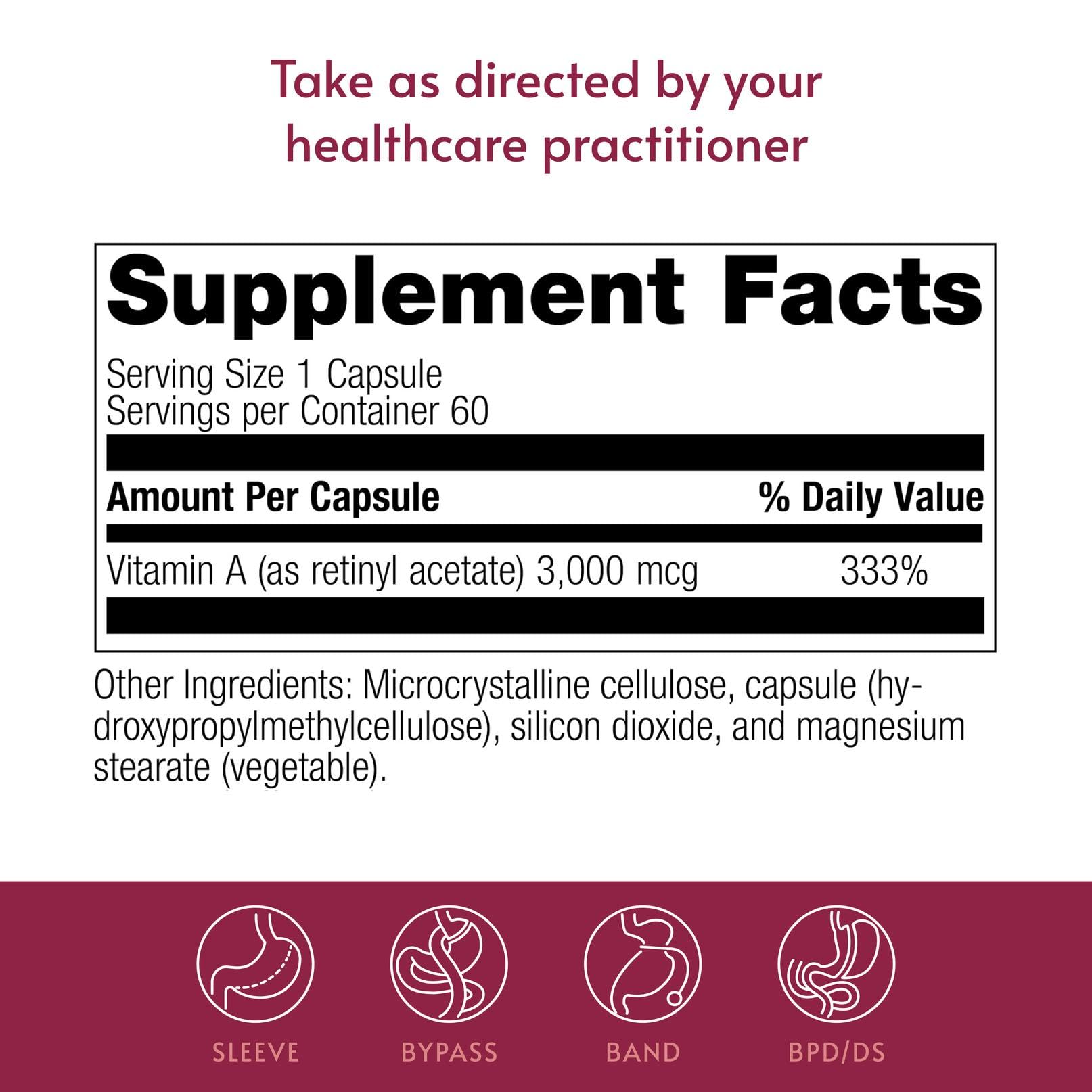 Bariatric Advantage cápsulas abiertas con polvo activo, visual del retinol acetato dentro