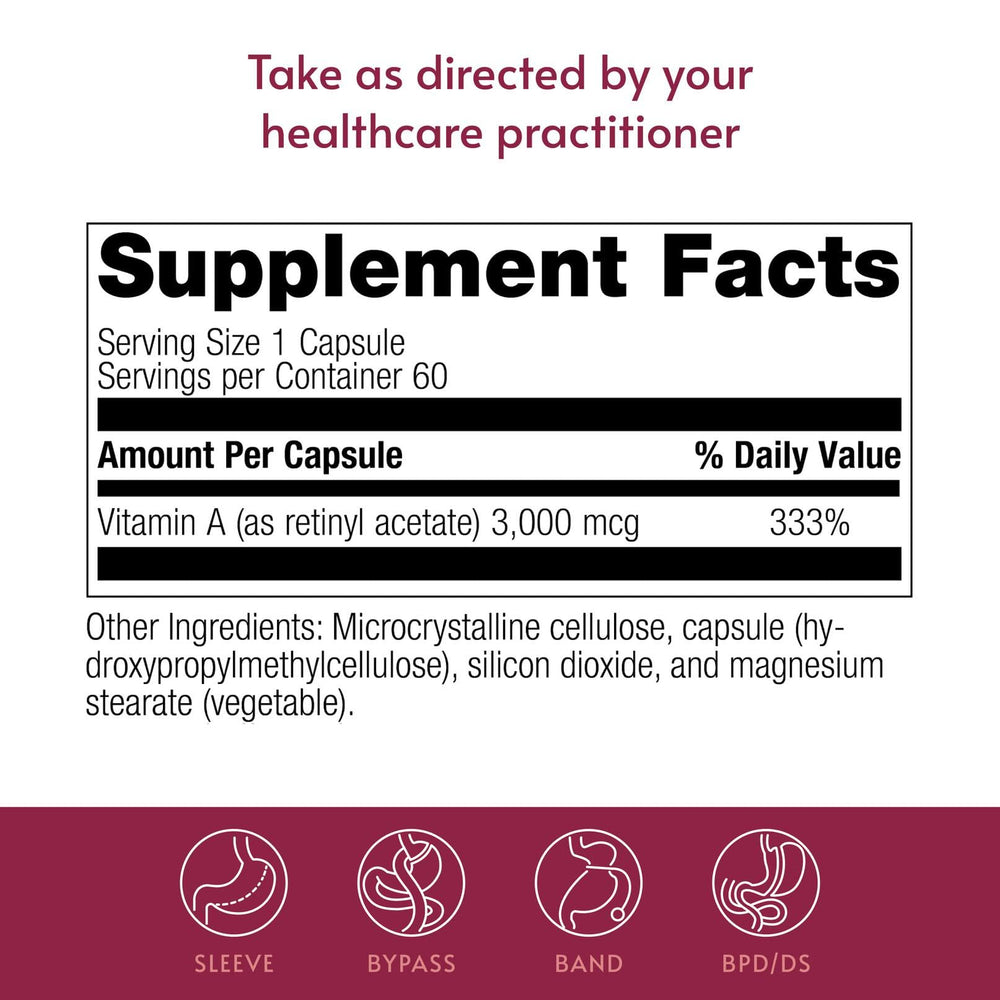 Bariatric Advantage cápsulas abiertas con polvo activo, visual del retinol acetato dentro