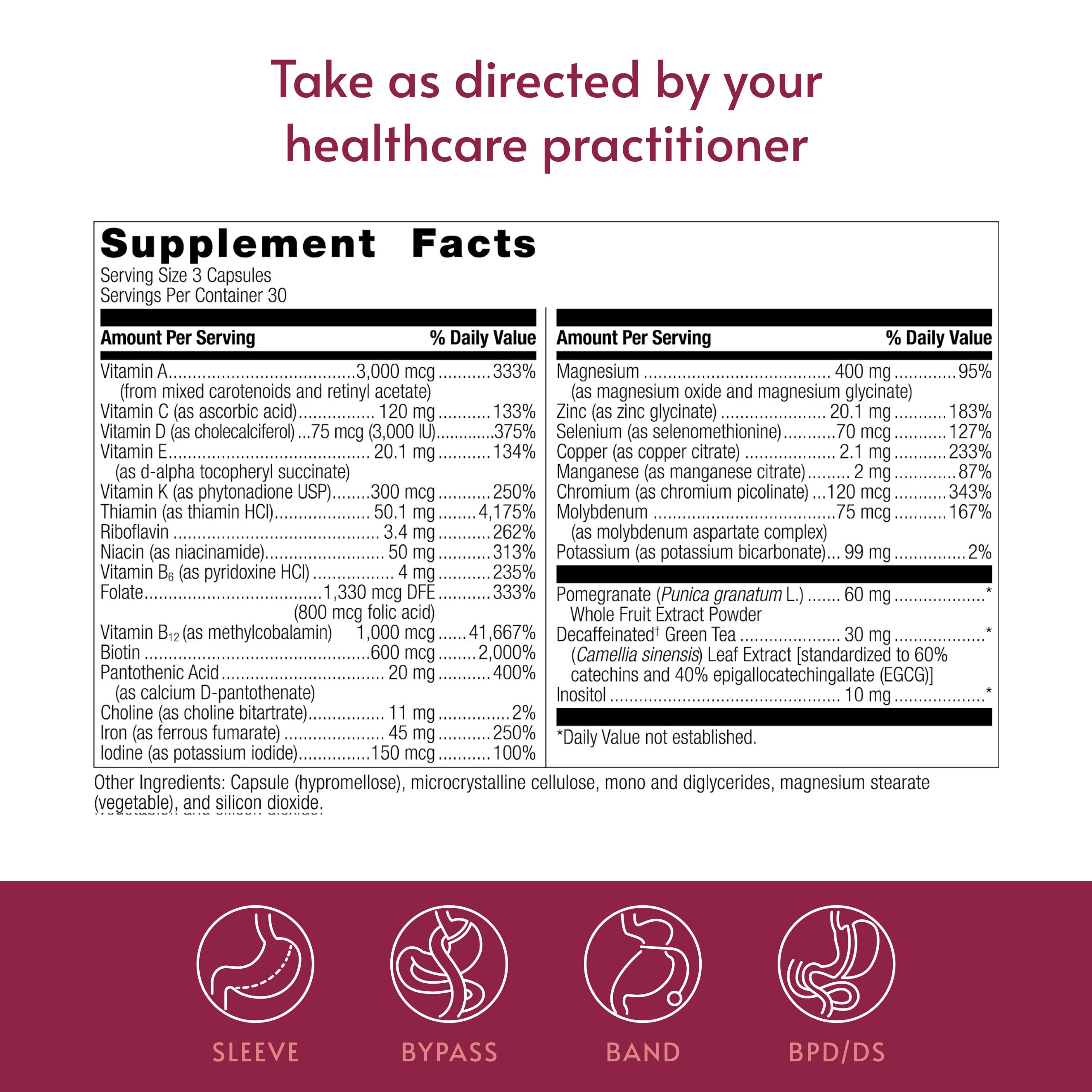 Bariatric Advantage etiqueta información nutricional y lista de ingredientes