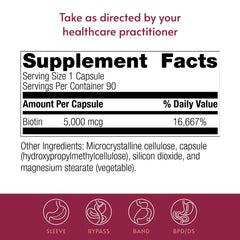Bariatric Advantage etiqueta detallada con información de 5,000 mcg por cápsula