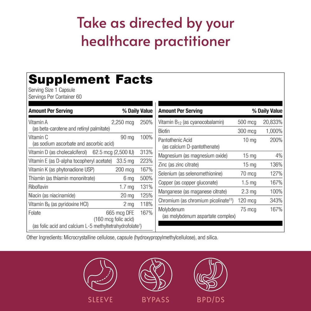 Bariatric Advantage etiqueta con lista de ingredientes y transparencia formulación