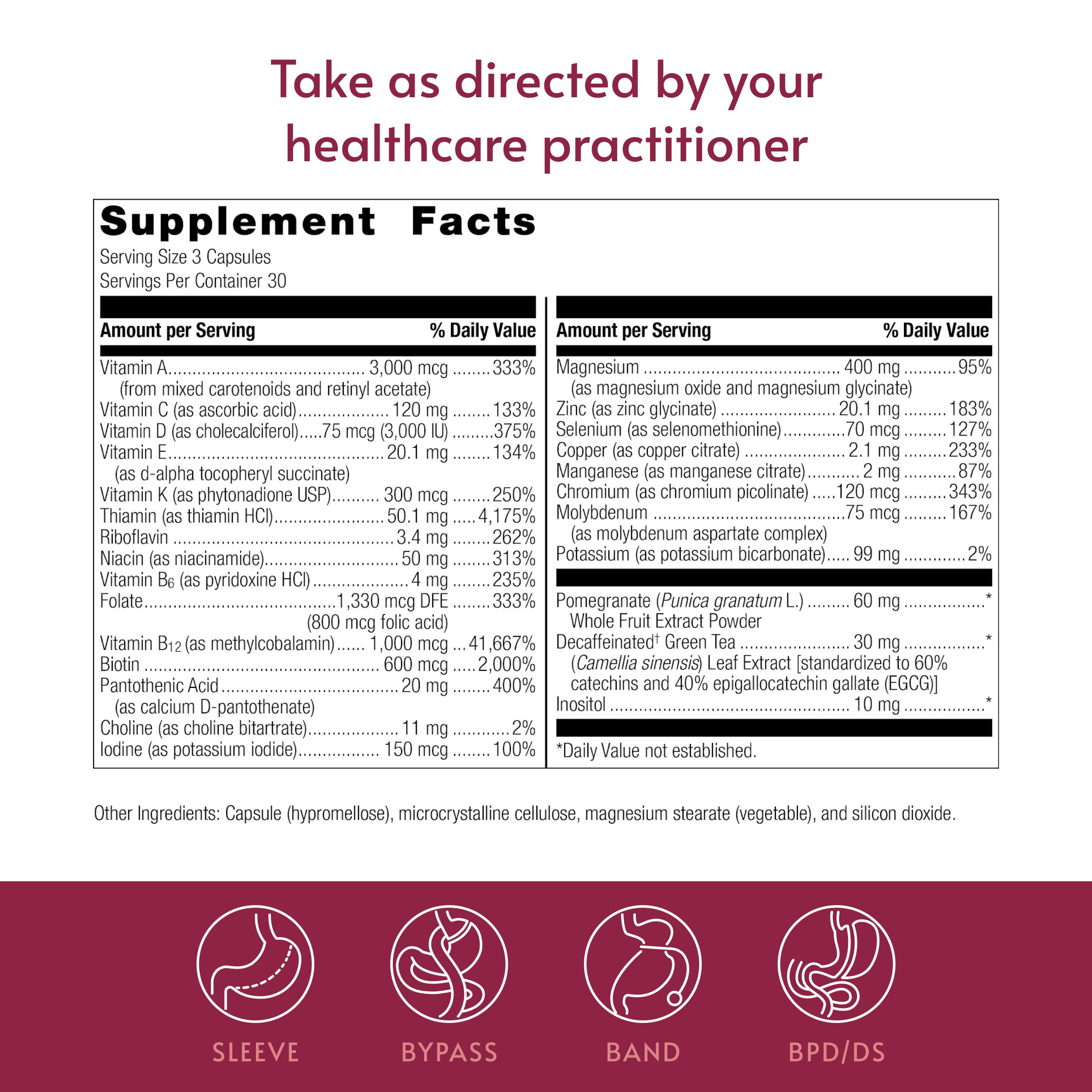 Bariatric Advantage etiqueta con tabla nutricional que facilita verificar nutrientes clave