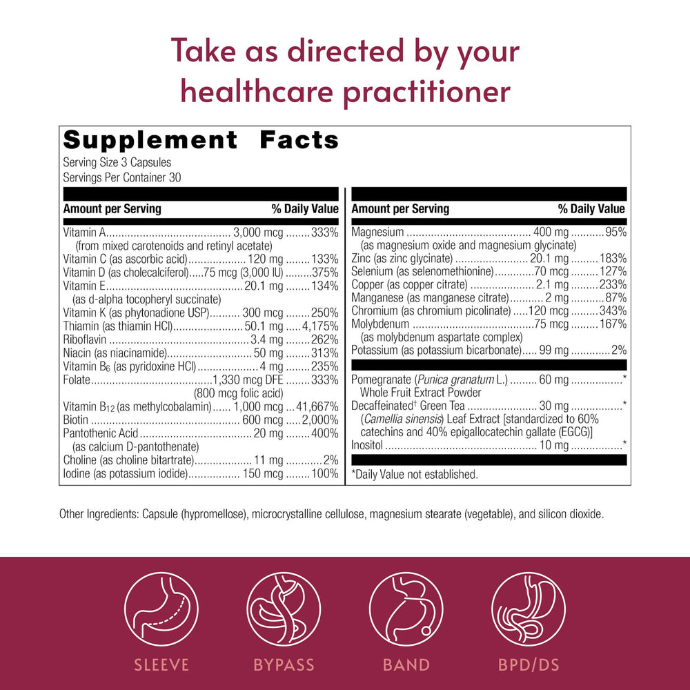 Bariatric Advantage etiqueta con tabla nutricional que facilita verificar nutrientes clave