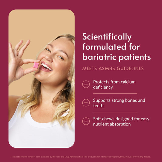Bariatric Advantage masticable de cerca que revela color y aspecto apetitoso