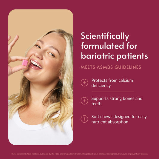 Bariatric Advantage masticable en mano facilitando la ingesta y conveniencia