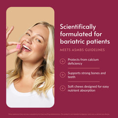 Bariatric Advantage masticable en mano facilitando la ingesta y conveniencia
