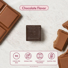 Bariatric Advantage textura del chew cercana que muestra suavidad y sabor chocolate