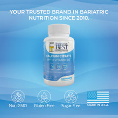 Bariatric Best bote abierto mostrando 120 tabletas, suministro mensual