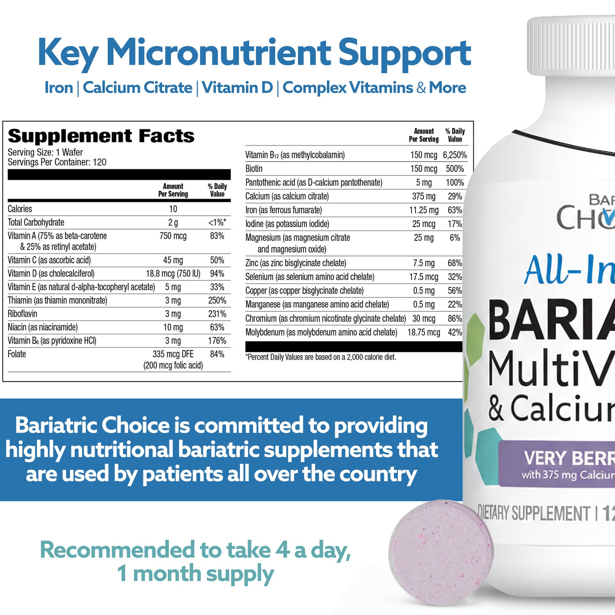 Bariatric Choice frasco en cocina para recordar toma diaria